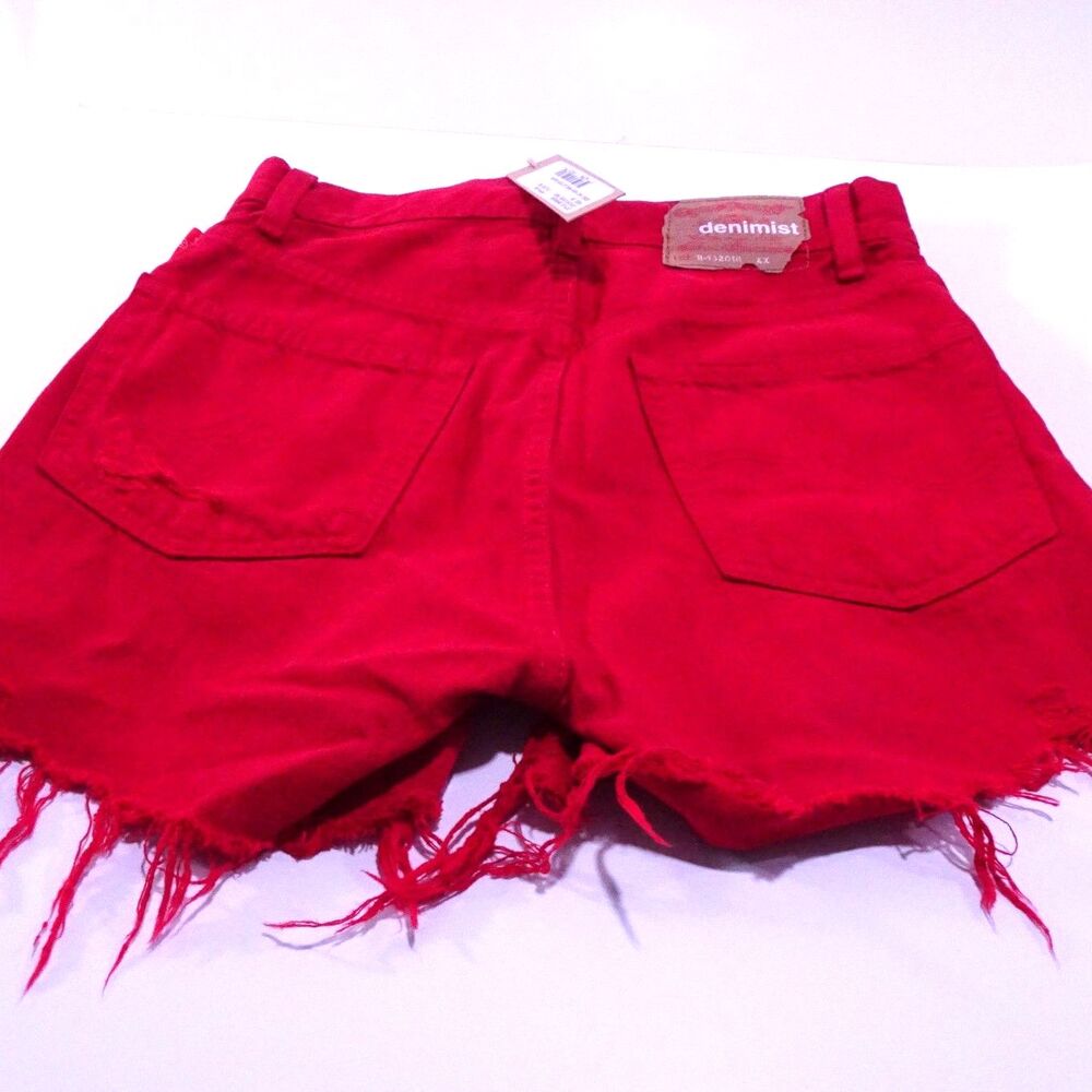 Denimist Women's NIC High Rise Cut OFF Shorts RED Sz 26 NWT 148 - Picture 2 of 5